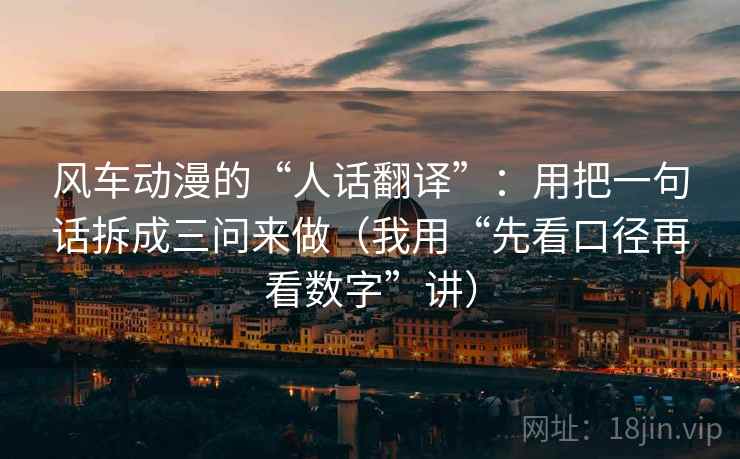 风车动漫的“人话翻译”：用把一句话拆成三问来做（我用“先看口径再看数字”讲）